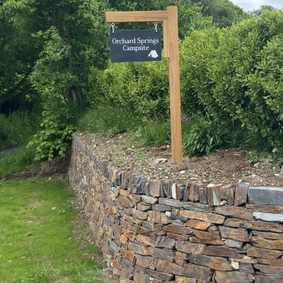 Our new sign and Cornish wall, so you lovely campers won’t miss us!